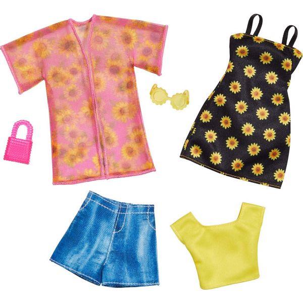 Mattel GWF04, HBV71 - Barbie Fashions 2-Pack - Vestito Girasole E Jeans Corto-image