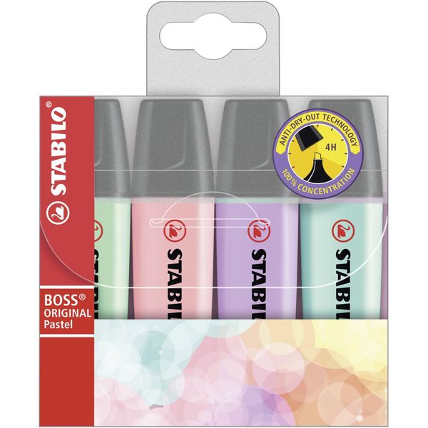 Stabilo Boss Original Pastel Evidenziatore 4 Pz Punta Smussata Lillà, Menta, Rosa, Turchese-image