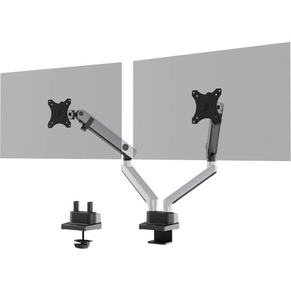 Durable Braccio Porta Monitor Da Tavolo Select Plus Con Braccio Estensibile Per 2 Monitor, Argento, 509723-image