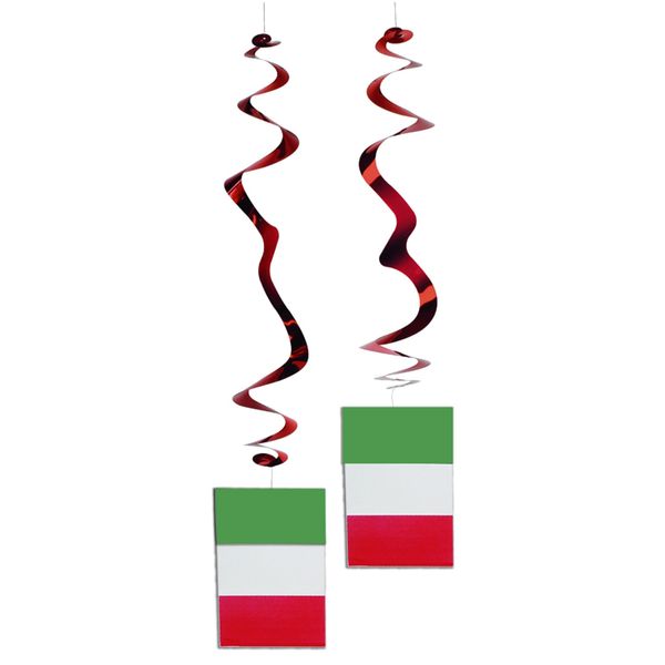 6 Spirali In Metallo Con Bandiera Italiana - Taglia Unica-image