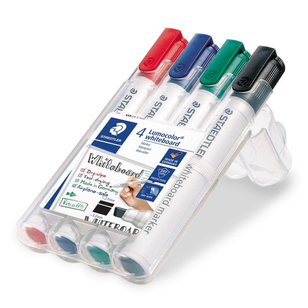 5X Staedtler® 351 B WP4 Pennarello Per Lavagne Bianche Lumocolor®, Staedtler Scatola Con 4 Colori-image