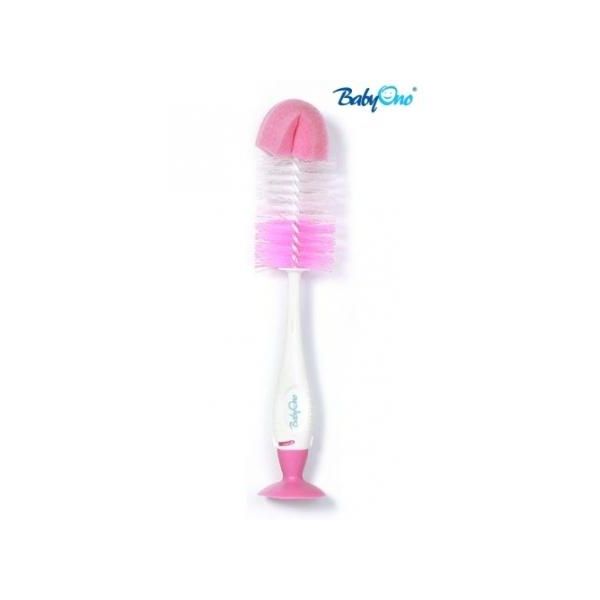 Babyono Spazzola Per Biberon Con Ventosa - Rosa-image