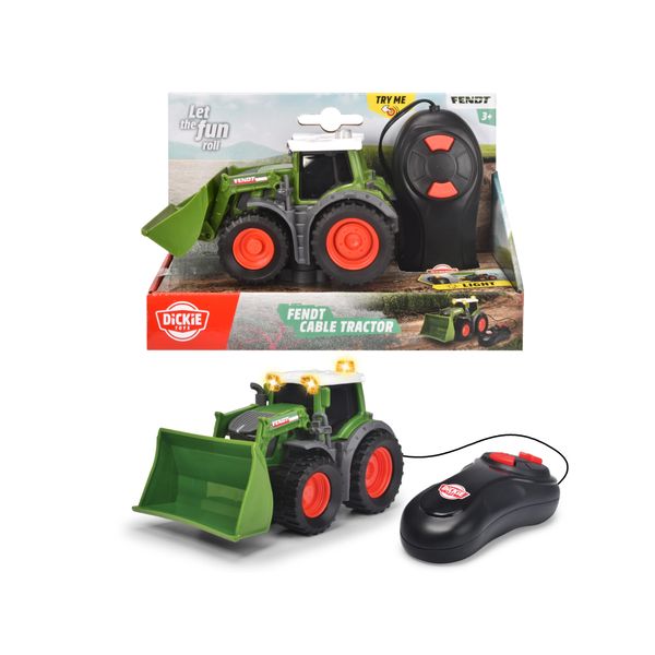 Dickie Toys - Trattore Giocattolo Fendt - (14 Cm) Con Telecomando A Cavo Per Bambini A Partire Dai 3 Anni, Trattore Telecomandato Con Pala Mobile E Luce Incl. Batterie, 203732000, Multicolore-image