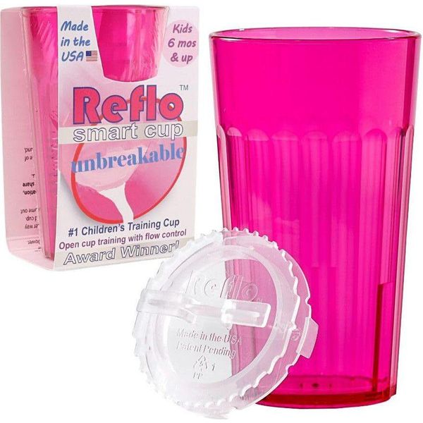 Reflo - Tazza A Goccia Infrangibile Per Bambini A Partire Da 6 Mesi - Tazza Rosa Da 170 Ml-image