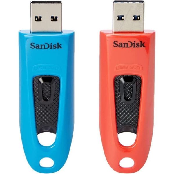 Sandisk Ultra, 64 Gb, Usb Type-A, 3.2 Gen 1 (3.1 Gen 1), 130 Mb/S, Slide, Blu, Rosso-image