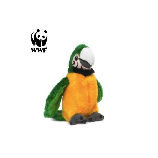 Wwf - PlüSchtier - GrüNgelber Ara Papagei (Mit Sound, 14Cm) Lebensecht Kuscheltier Stofftier-image