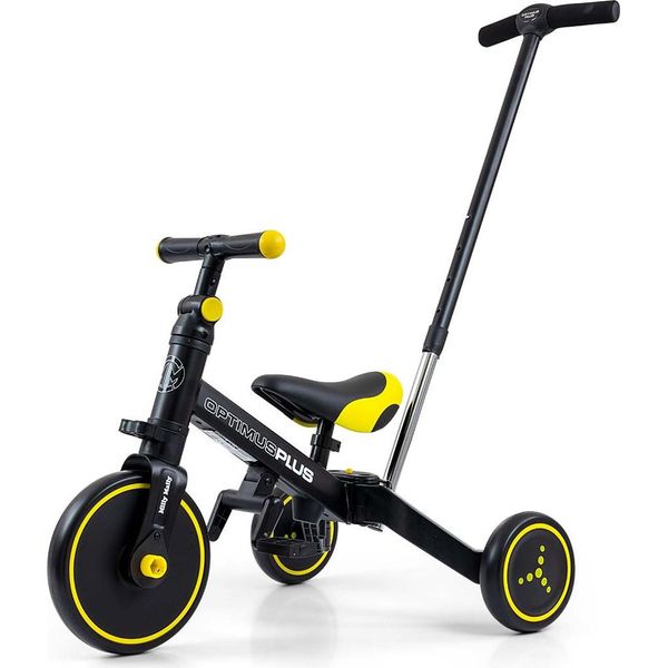 Milly Mally Optimus Plus 4In1 Triciclo Con Barra Di Guida Nero-image