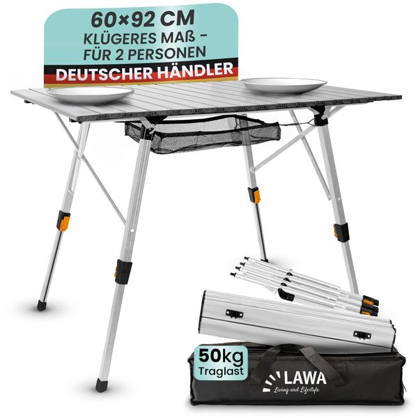 Tavolo Da Campeggio Pieghevole Regolabile In Altezza 92 X 60 Cm Alluminio 2 Persone 65,5 Cm Spazio Per Le Gambe Tavolo Da Balcone Piccolo 4,4 Kg-image
