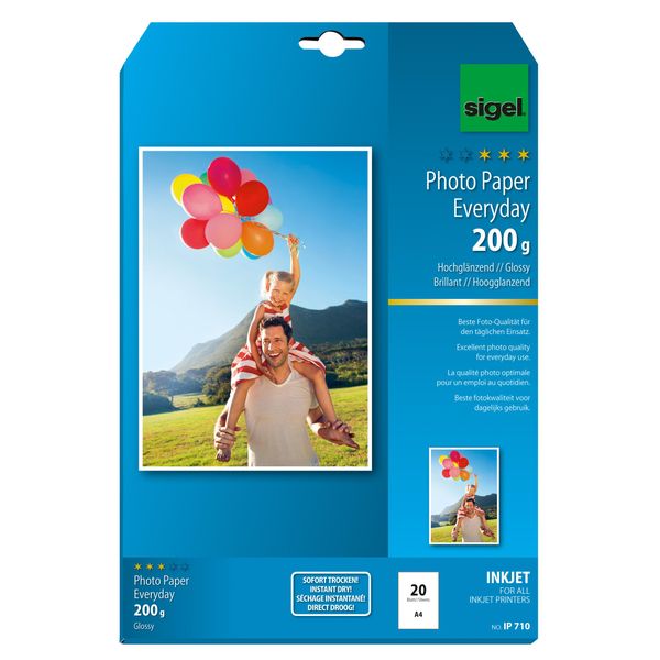 Sigel IP710 Carta Fotografica A Getto D'inchiostro Everyday - A4, Lucido, 200 G/M², 20 Fogli-image