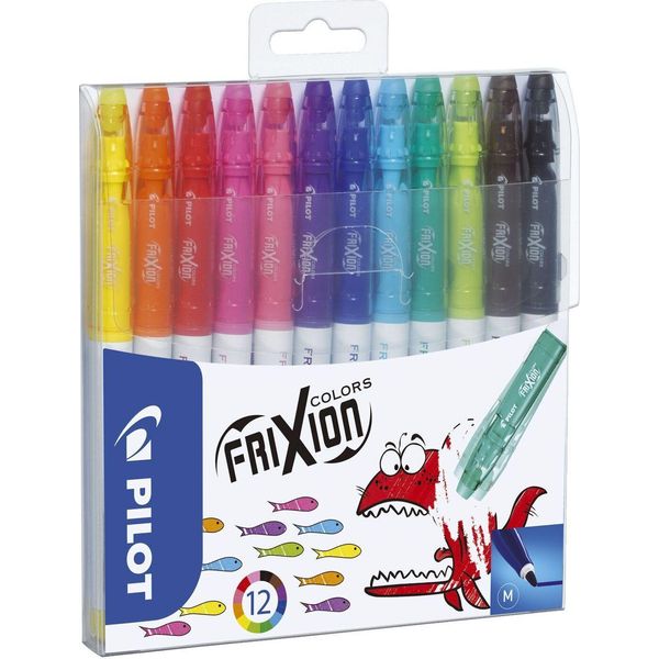 Pilot Frixion Colors Marcatore Medio Nero, Blu, Ciano, Verde, Ciano Chiaro, Verde Chiaro, Arancione, Rosa, Rosso, Viola, Giallo 12 Pz-image