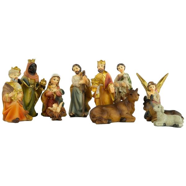 Set Di Statuine Per Culla 11 Pezzi, Poliresina, 9 Cm, Culla Di San Marco, Con Animali Per Culla-image