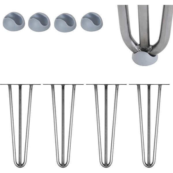Set Di 4 Gambe A Forcella 60 Cm In Acciaio, 3 Montanti, Acciaio Tondo Da 12 Mm, Protezioni Per Il Pavimento-image