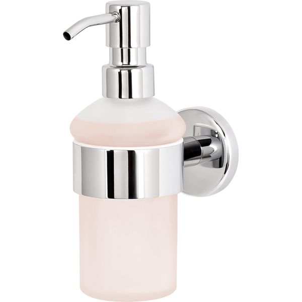 Bremermann Serie Bagno Lucente - Distributore Di Sapone Con Supporto A Parete, In Vetro Satinato E Acciaio Inox, Cromato-image