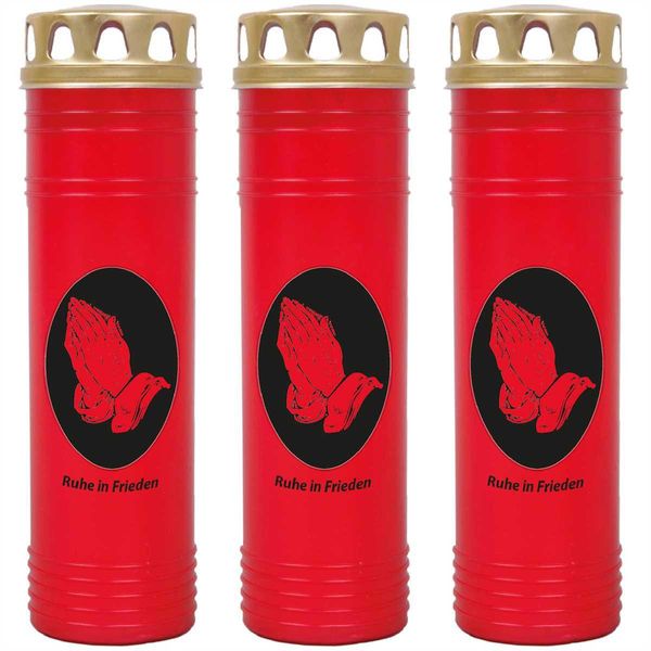 Candela Grave Rossa Confezione Da 3, Durata Di Combustione: 170 Ore (Per Candela), Motivo: Mani-image