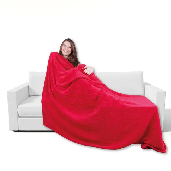 Coperta In Microfibra, Colore: Rosso, Dimensioni: 220X240 Cm-image