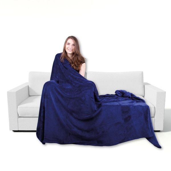 Coperta In Microfibra, Colore: Blu, Dimensioni: 80X120 Cm-image