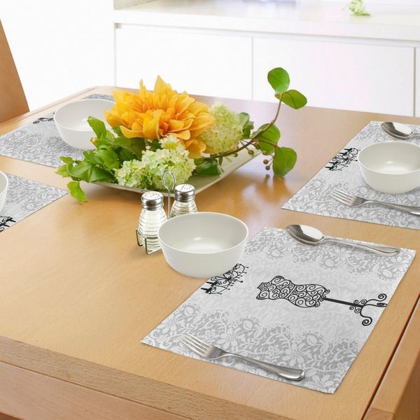 Tovagliette Abakuhaus Camo, Composizione Colorata Con Forme Astratte In Tonalità Blu Scuro E Chiaro, Tiscjdeco In Tessuto Resistente Al Lavaggio Per La Sala Da Pranzo E La Cucina, Blu E Azzurro-image