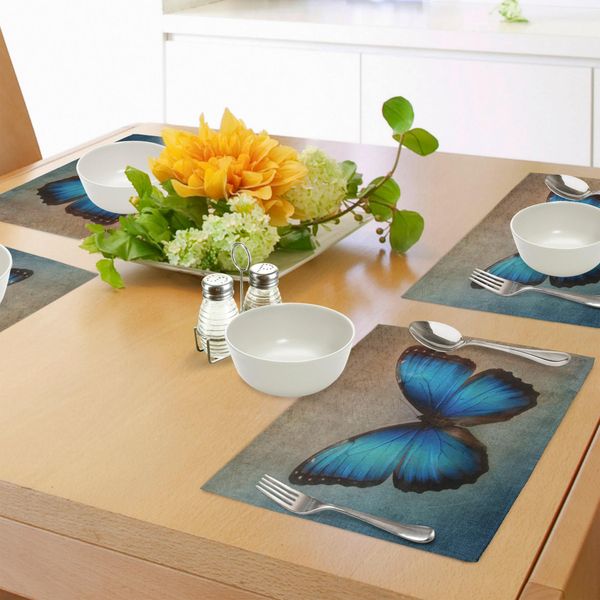 Abakuhaus Tovagliette Beige, Farfalla Vintage British Grunge Victorian Su Sfondo Stagionato Primavera, Tiscjdeco In Tessuto Resistente Al Colore Per La Sala Da Pranzo E La Cucina, Multicolore-image