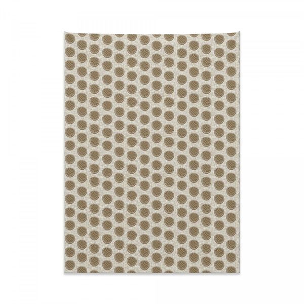 Abakuhaus Arazzo Geometrico, Rombi In Cerchi In Morbido Tessuto Microfibra Colori Chiari Che Non Sbiadiscono Lavabile, 110 X 150 Cm, Marrone Chiaro Bianco-image