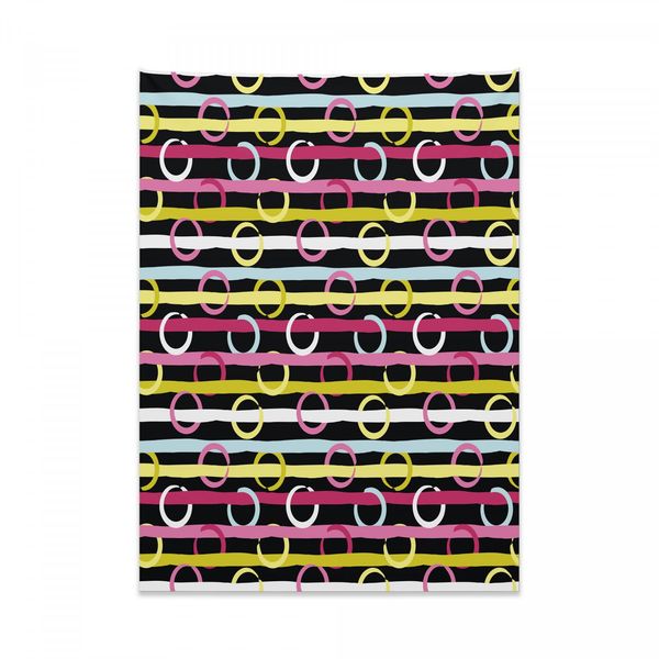 Arazzo Abakuhaus A Strisce, Motivo Geometrico A Cerchi In Morbido Tessuto Microfibra, Colori Chiari Che Non Sbiadiscono, Lavabile, 110 X 150 Cm, Multicolore-image