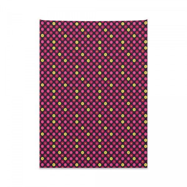Arazzo Abakuhaus Con Margherite, Semplici Fiori Di Camomilla In Morbido Tessuto Microfibra, Colori Chiari Che Non Sbiadiscono, Lavabile, 110 X 150 Cm, Magenta, Giallo E Rosa.-image
