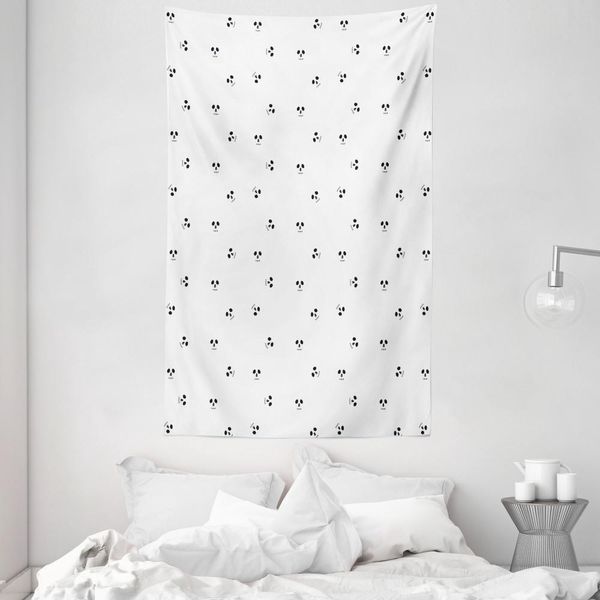 Abakuhaus Arazzo E Copriletto Bianco E Nero, Motivo Teschi In Morbido Tessuto Microfibra Lavabile Senza Scolorimento Stampa Digitale, 140 X 230 Cm, Grigio Antracite Bianco-image