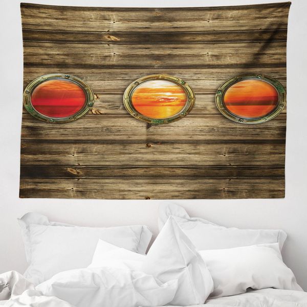 Abakuhaus Arazzo Nautico, Nave Rustica In Legno, Morbido Tessuto In Microfibra, Lavabile Senza Scolorimento, Stampa Digitale, 150 X 110 Cm, Multicolore-image