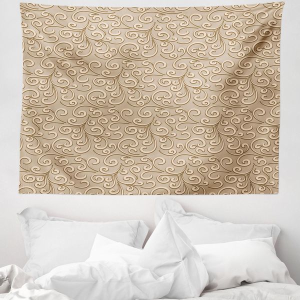 Abakuhaus Arazzo Beige, Fiori Damascati Vittoriani In Morbido Tessuto Microfibra Lavabile Senza Scolorimento, Stampa Digitale, 150 X 110 Cm, Beige-image