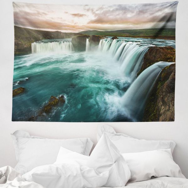 Abakuhaus Arazzo Colorato, Cascata Selvaggia In Morbido Tessuto Microfibra Lavabile Senza Scolorimento, Stampa Digitale, 150 X 110 Cm, Multicolore-image