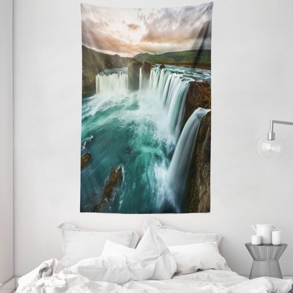 Abakuhaus Arazzo Colorato E Copriletto, Cascata Selvaggia In Morbido Tessuto Microfibra Lavabile Senza Scolorimento, Stampa Digitale, 140 X 230 Cm, Multicolore-image