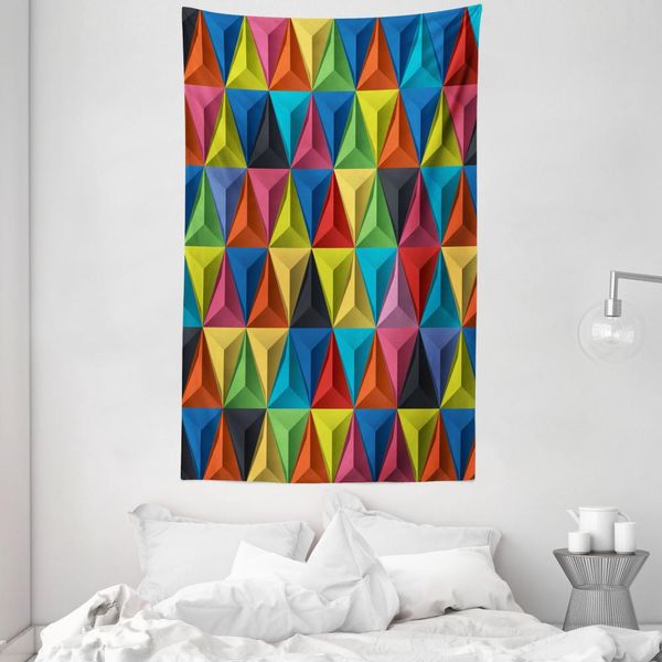 Abakuhaus Arazzo Colorato E Copriletto, Pyramid Forms Moderno In Morbido Tessuto In Microfibra Lavabile Senza Scolorimento Stampa Digitale, 140 X 230 Cm, Multicolore-image