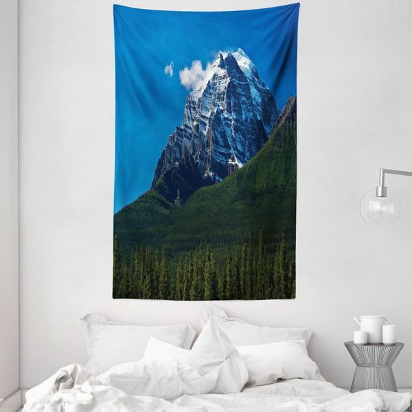 Abakuhaus Arazzo E Copriletto Berg, Alberi Innevati, Tessuto In Morbida Microfibra, Lavabile Senza Scolorimento, Stampa Digitale, 140 X 230 Cm, Verde, Bianco, Blu-image
