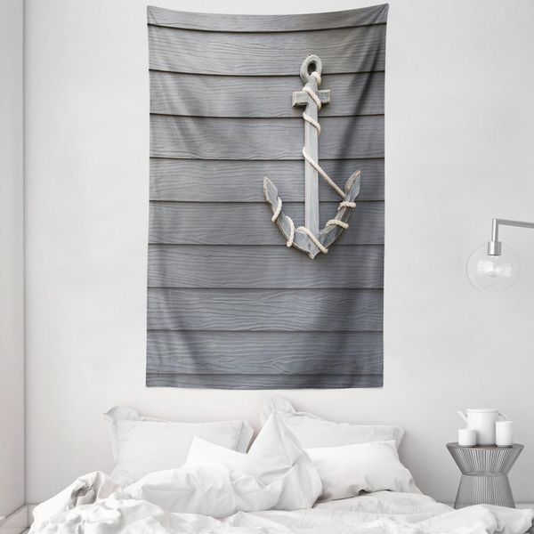Abakuhaus Tappeto Da Parete E Copriletto, Antico Navy Natur In Morbido Tessuto Microfibra Lavabile Senza Scolorimento Stampa Digitale, 140 X 230 Cm, Grigio-image
