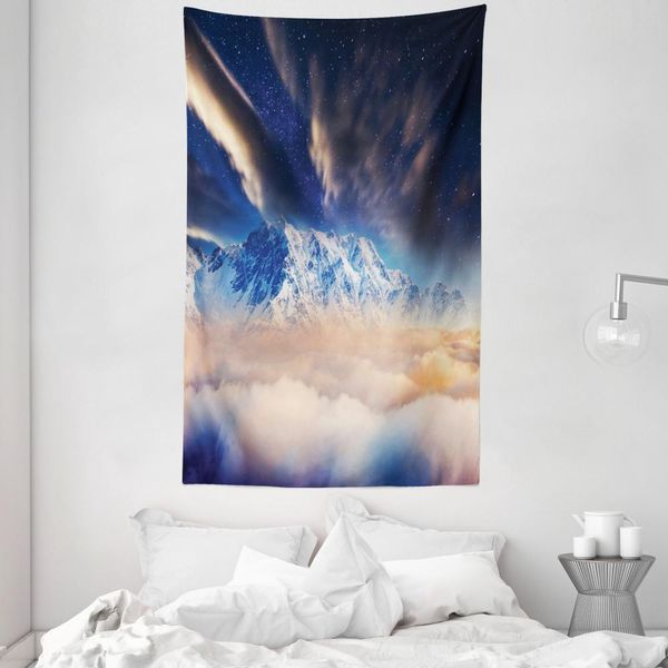 Abakuhaus Arazzo E Copriletto Nebel, Montagne Innevate Invernali In Morbido Tessuto Microfibra Lavabile Senza Scolorimento Stampa Digitale, 140 X 230 Cm, Blu Bianco-image