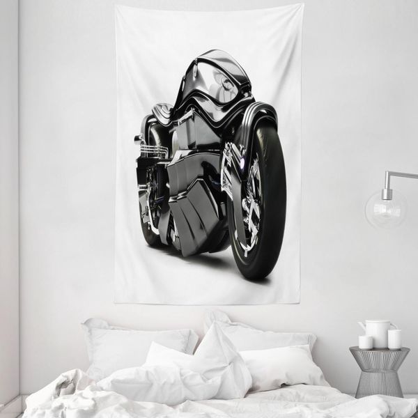 Abakuhaus Arazzo E Copriletto Nero, Moto Del Futuro In Morbido Tessuto Microfibra Lavabile Senza Scolorimento Stampa Digitale, 140 X 230 Cm, Nero-image
