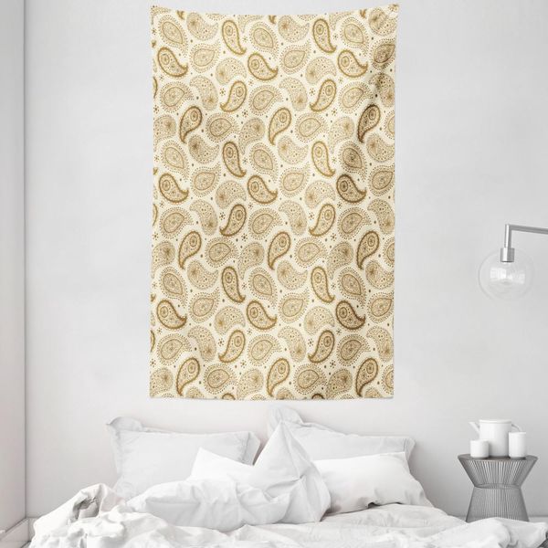 Abakuhaus Arazzo E Copriletto Beige, Paisley Oriental Persico In Morbido Tessuto Microfibra Lavabile Senza Scolorimento Stampa Digitale, 140 X 230 Cm, Crema-image
