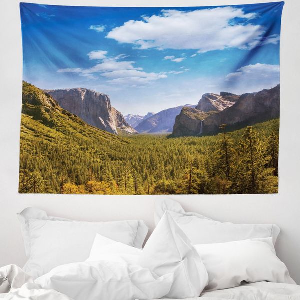 Abakuhaus Arazzo Americano, Yosemite El Capitan Us In Morbido Tessuto Microfibra Lavabile Senza Scolorimento Stampa Digitale, 150 X 110 Cm, Verde Blu-image