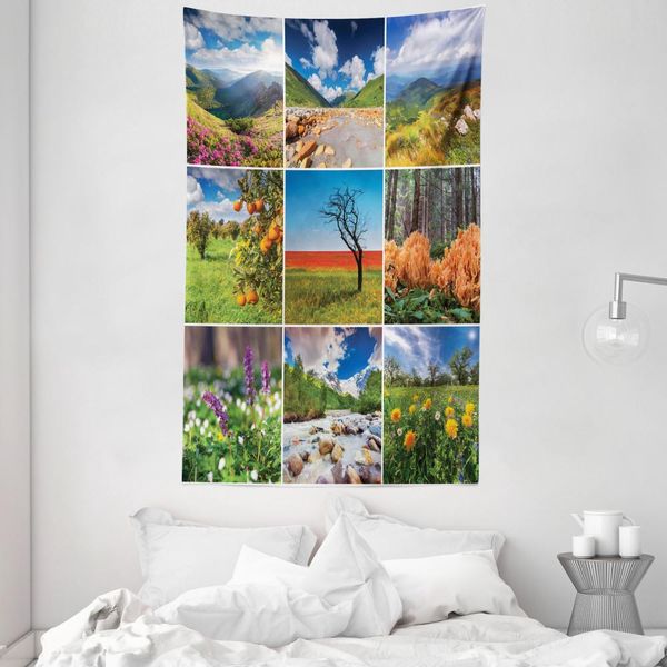 Abakuhaus Arazzo Naturale E Copriletto, Primavera Campagna In Morbido Tessuto Microfibra Lavabile Senza Scolorimento Stampa Digitale, 140 X 230 Cm, Multicolore-image