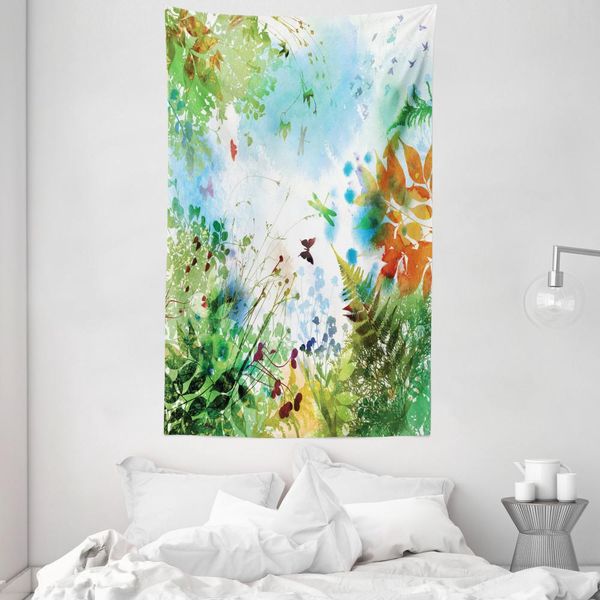 Abakuhaus Arazzo E Copriletto Libelle, Natura Fiorita In Morbido Tessuto Microfibra Lavabile Senza Scolorimento Stampa Digitale, 140 X 230 Cm, Multicolore-image