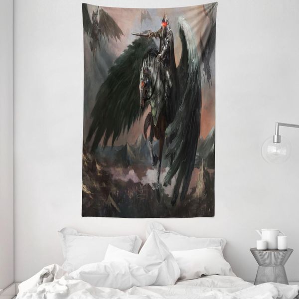 Abakuhaus Tappeto Da Parete E Copriletto Nero, Pegasus KöNig Leading In Morbido Tessuto Microfibra Lavabile Senza Scolorimento Stampa Digitale, 140 X 230 Cm, Nero Marrone-image