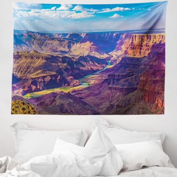 Abakuhaus Arazzo Americano, Grand Canyon Al Tramonto In Morbido Tessuto Microfibra Lavabile Senza Scolorimento Stampa Digitale, 150 X 110 Cm, Blu Tan-image