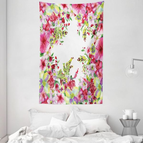 Abakuhaus Arazzo Rosa E Copriletto, Estate Bud Primavera In Morbido Tessuto Microfibra Lavabile Senza Scolorimento Stampa Digitale, 140 X 230 Cm, Verde Rosa-image