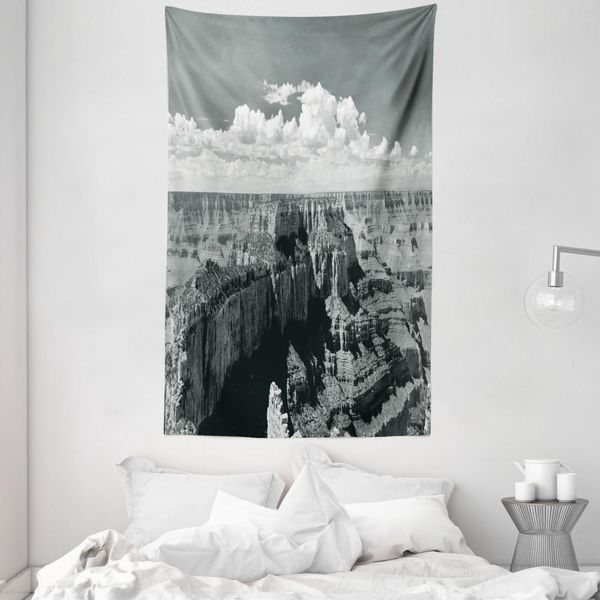 Abakuhaus Arazzo E Copriletto Grigio, Grand Canyon Nostalgico In Morbido Tessuto Microfibra Lavabile Senza Scolorimento Stampa Digitale, 140 X 230 Cm, Grigio-image