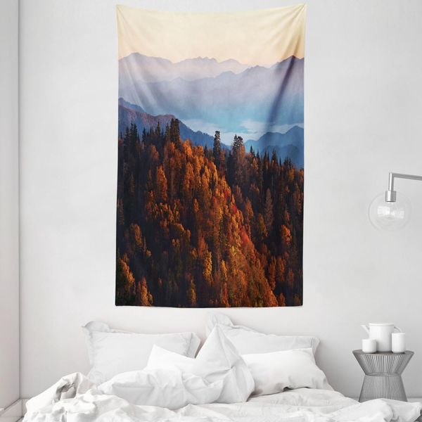 Abakuhaus Arazzo Naturale E Copriletto, Alba Sulle Montagne In Morbido Tessuto Microfibra Lavabile Senza Scolorimento Stampa Digitale, 140 X 230 Cm, Multicolore-image