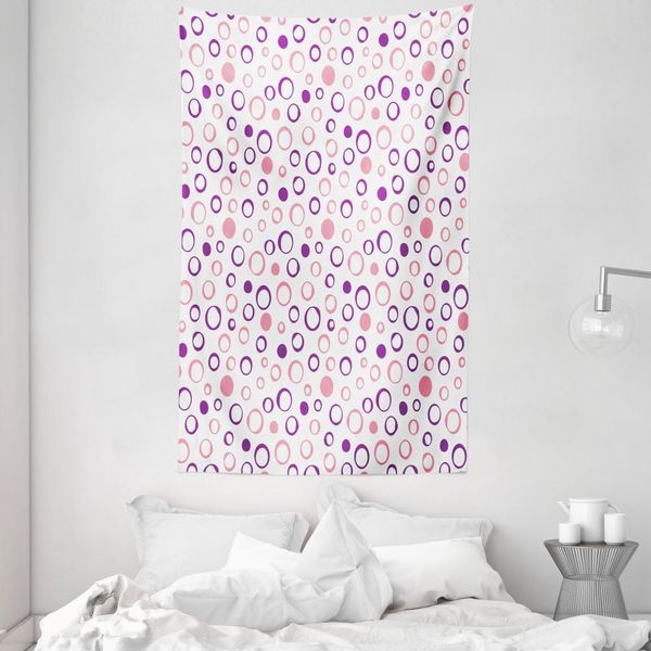 Abakuhaus Arazzo Geometrico E Copriletto, Cerchi In Morbido Tessuto Microfibra Lavabile Senza Scolorimento Stampa Digitale, 140 X 230 Cm, Viola Rosa-image