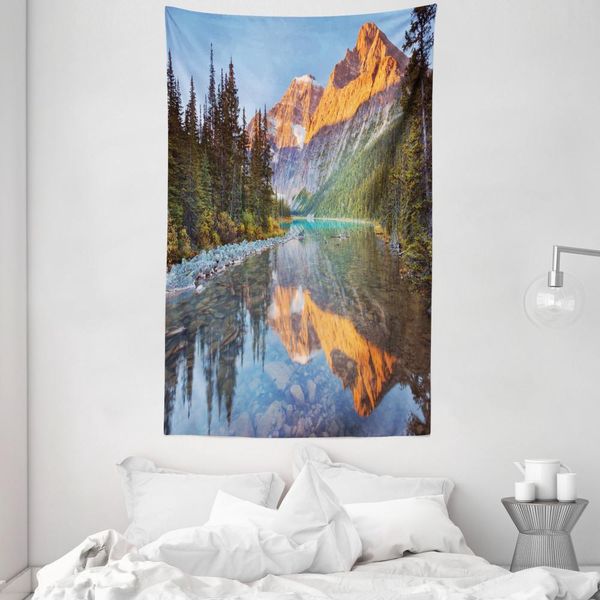 Abakuhaus Arazzo Naturale E Copriletto, Canadian Mountains In Morbido Tessuto Microfibra Lavabile Senza Scolorimento Stampa Digitale, 140 X 230 Cm, Multicolore-image