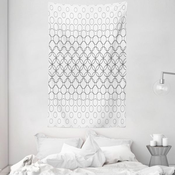 Abakuhaus Arazzo Geometrico E Copriletto, Motivi In Morbido Tessuto Microfibra Lavabile Senza Scolorimento Stampa Digitale, 140 X 230 Cm, Bianco Nero-image