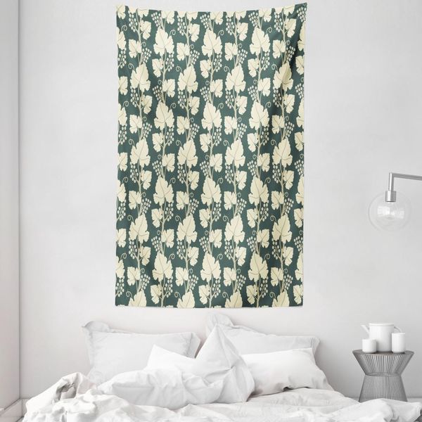 Abakuhaus Arazzo E Copriletto Traube, Motivo Floreale Agricolo In Morbido Tessuto Microfibra Lavabile Senza Scolorimento, Stampa Digitale, 140 X 230 Cm, Beige Verde-image