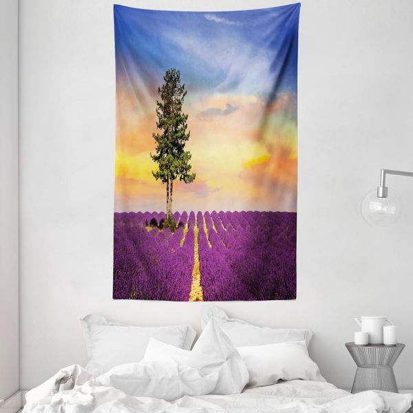 Abakuhaus Arazzo E Copriletto Alla Lavanda, Stile Country Francese In Morbido Tessuto Microfibra Lavabile Senza Scolorimento, Stampa Digitale, 140 X 230 Cm, Multicolore-image