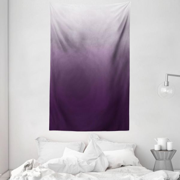 Abakuhaus Arazzo E Copriletto Color Melanzana, Sfumato, In Morbido Tessuto Microfibra Lavabile Senza Scolorimento, Stampa Digitale, 140 X 230 Cm, Melanzana E Bianco-image